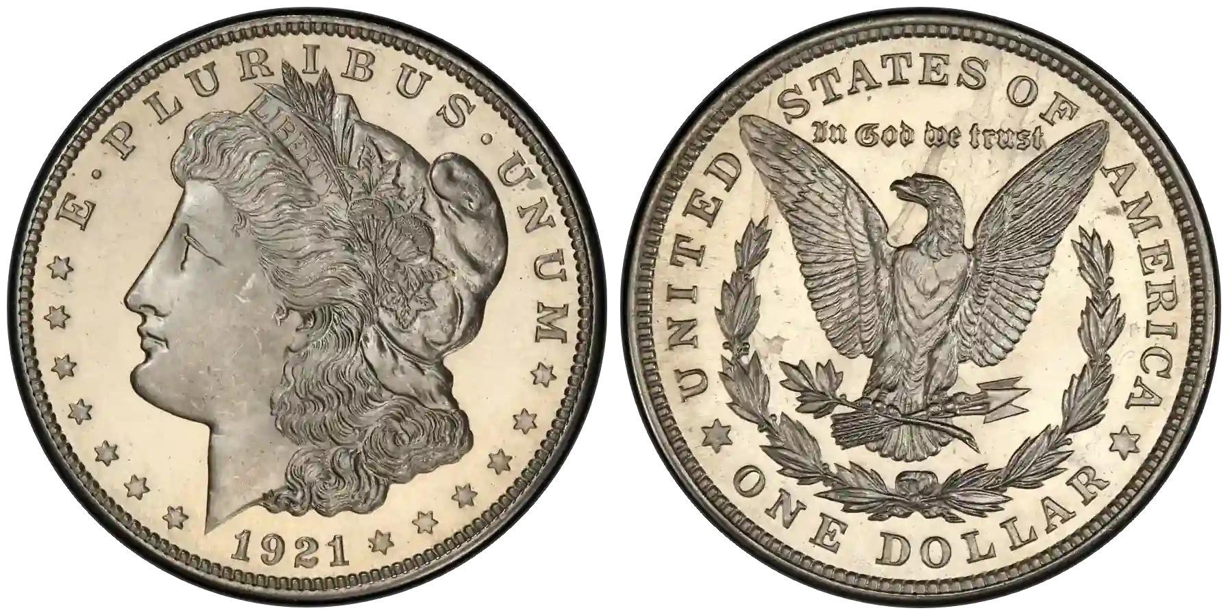 Obverse and reverse of Zerbe Special Strike (exceptional example) value of which can reach $50,000.